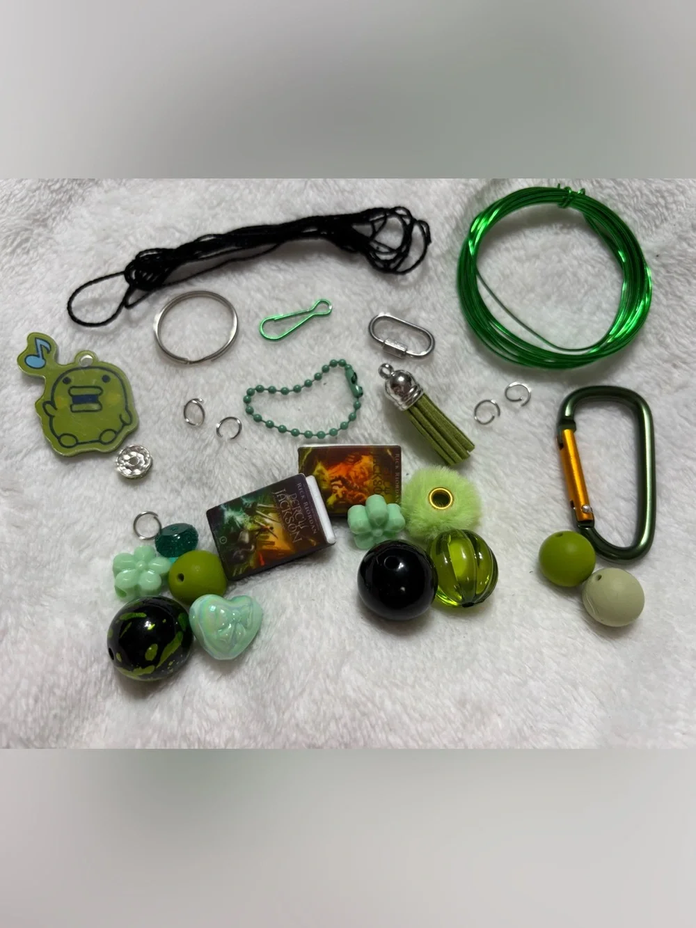 Mixed Green Beads & Charms Keychain Making Kit